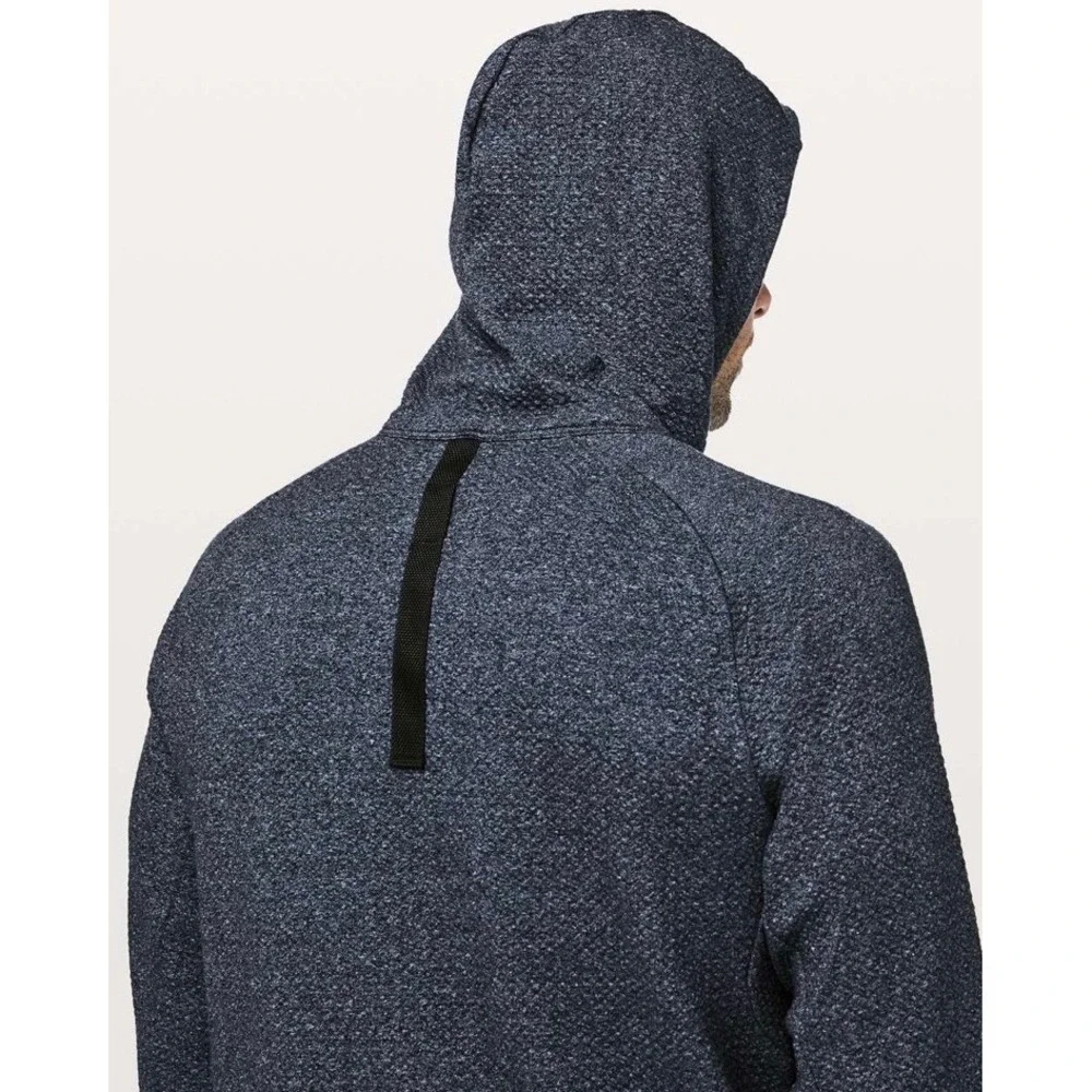 Lululemon At Ease Hoodie Mens M Heathered‎ grey Textured Pullover LM3BF7S $150